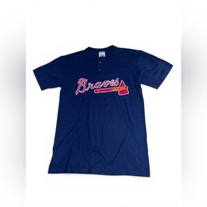 Vintage Atlanta Braves T-Shirt Men Medium Blue Majestic Y2K MLB #29 Jersey Style